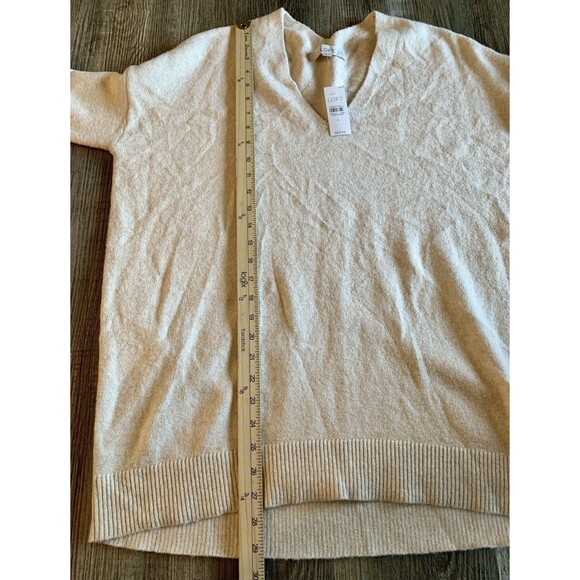 Loft Luxe Knit Ivory V Neck Long Sleeve Wool Blend Tunic Sweater Women’s Large - Picture 4 of 7